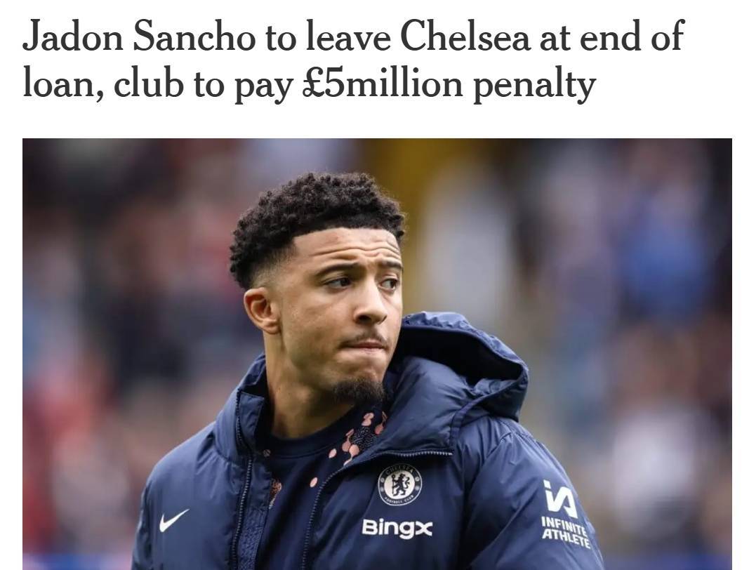 退货！DO：切尔西与桑乔未就个人条款达一致 向曼联付500万违约金